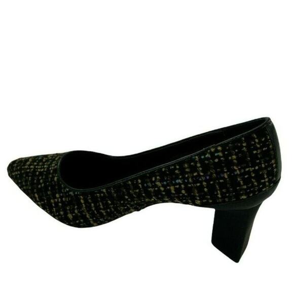 LOGO by Lori Goldstein Liza Shoes Women 7.5 Pointed Toe Block Heel Leather Tweed - Picture 2 of 7